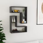 Chic Grey Floating Wall Shelves Set - Invisible Mount  Engineered Wood Display