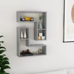 Chic Concrete Grey Floating Wall Shelves Set - Invisible Mount  Engineered Wood