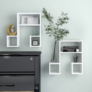 Chic White Floating Wall Shelves Music Note Design Display Storage Decorative