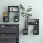 Chic Grey Music Note Wall Shelves Set - Engineered Wood Display Storage Decor