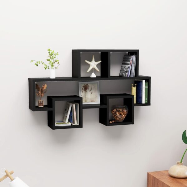 Chic Black Car-Shaped Engineered Wood Wall Shelf Storage Display Organizer