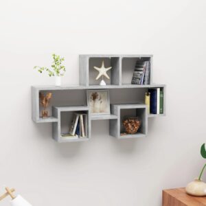 Chic Car-Shaped Engineered Wood Wall Shelf Storage Display Concrete Grey