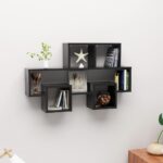 Chic High Gloss Black Car-Shaped Engineered Wood Wall Shelf Storage Display