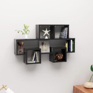 Chic High Gloss Black Car-Shaped Engineered Wood Wall Shelf Storage Display