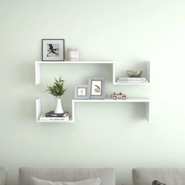 Chic White Floating Wall Shelves Set Invisible Mount Display Storage Easy Clean