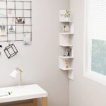 Chic White Engineered Wood Corner Wall Shelf Decorative Display Storage