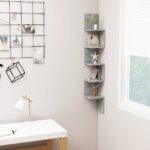 Chic Engineered Wood Corner Wall Shelf in Concrete Grey - Decorative Storage