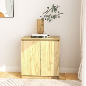 Chic Solid Pine Wood Side Cabinet Compact Storage Organizer with Shelves