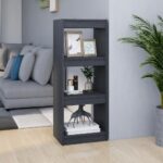 Solid Pine Wood Bookshelf Cabinet Grey Room Divider Storage Organizer Display