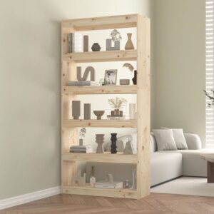 Solid Pine Wood Bookshelf Room Divider Spacious Storage Organizer Elegant Design