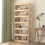 Solid Pine Wood Book Cabinet Room Divider Spacious Storage Organizer Shelf