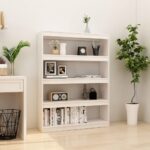 Book Cabinet/Room Divider White 100x30x135.5 cm Solid Pinewood