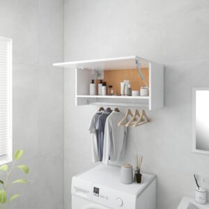 Chic White Compact Wardrobe Durable Engineered Wood Hanging Storage Organizer