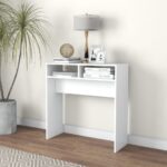 Chic White Console Table Hallway Entryway Organizer Engineered Wood Durable