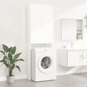 White Bathroom Laundry Storage Cabinet Tall Cupboard Organizer with Shelves