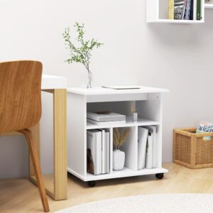 Rolling Cabinet White 60x45x60 cm Engineered Wood