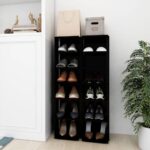 Elegant Black Shoe Storage Cabinets Pair with Six Shelves Space Saver Organizer