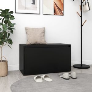 Modern Black Hallway Bench Engineered Wood Storage Drawer Entryway Furniture