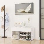 Stylish White Shoe Storage Bench Organizer with Shelves and Chest for Entryway