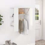 High Gloss White Hallway Cabinet Wall-Mounted Storage Space Saver Engineered Wood