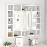 Chic White LED Lighted Wall Mirror Cabinet Makeup Storage Organizer Bathroom