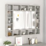 Mirror Cabinet with LED Concrete Grey 91x15x76.5 cm