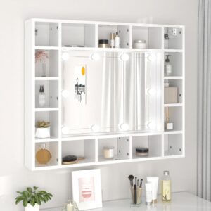 High Gloss White LED Mirror Cabinet Wall-Mounted Makeup Storage Organizer