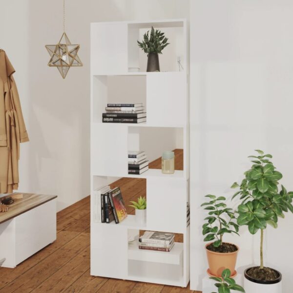 White Engineered Wood Bookcase Storage Organizer Display Shelf Room Divider