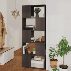 Modern Grey Bookshelf Room Divider Display Storage Organizer Engineered Wood