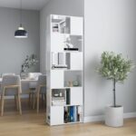 High Gloss White Book Cabinet Room Divider Spacious Organizer Sturdy Shelf