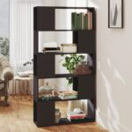 Grey Engineered Wood Book Cabinet Room Divider Spacious Storage Organizer