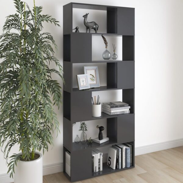 Versatile Grey Bookshelf Room Divider Storage Organizer Display Cabinet