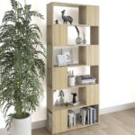 Classic Sonoma Oak Bookcase Room Divider Spacious Storage Organizer Shelf