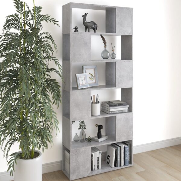 Book Cabinet Room Divider Concrete Grey 80x24x186 cm Engineered Wood