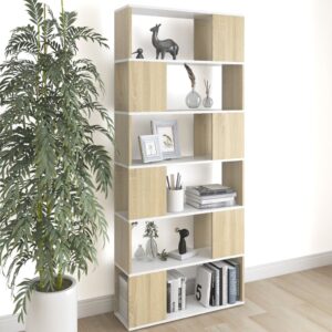 Versatile White Sonoma Oak Bookcase Room Divider Storage Organizer Shelf