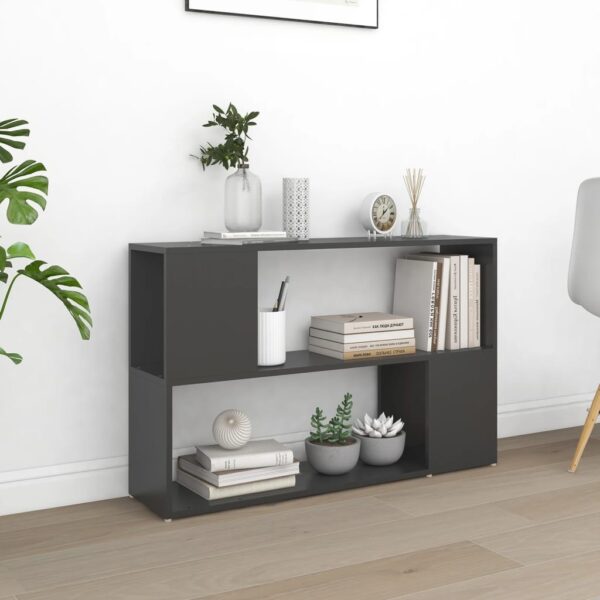 Modern Grey Bookshelf Engineered Wood Open Storage Organizer Display Unit