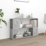 Modern Concrete Grey Bookshelf Cabinet Engineered Wood Storage Organizer Display