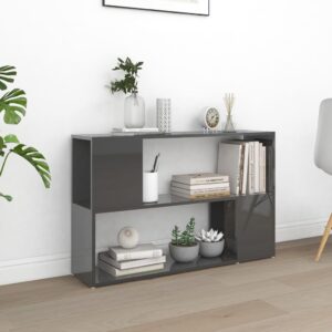 High Gloss Grey Modern Book Cabinet Sleek Design Engineered Wood Storage Shelf