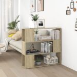 Stylish Sonoma Oak Bookcase Room Divider with Spacious Storage Shelves