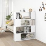 White Engineered Wood Book Cabinet Room Divider Spacious Storage Organizer