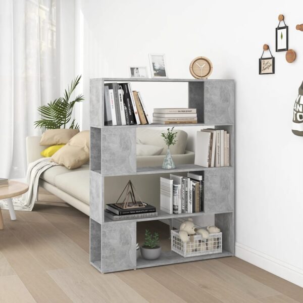 Stylish Concrete Grey Book Cabinet Room Divider Spacious Storage Organizer