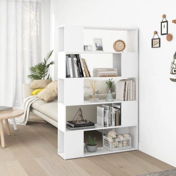 Chic White Engineered Wood Bookcase Storage Organizer Room Divider Shelf Unit