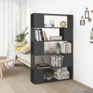 Stylish Grey Bookcase Room Divider Storage Organizer Display Shelf Engineered Wood