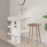 Bar Table with Storage Rack High Gloss White 100x50x101.5 cm