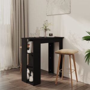 Chic Black Bar Table with Storage Shelves Modern Bistro Kitchen Dining Furniture