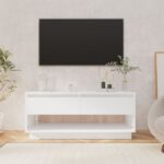 Modern White TV Stand Entertainment Center Media Console with Drawers Storage