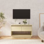 Modern Sonoma Oak TV Stand Cabinet Media Storage with Drawers & Shelf Wood