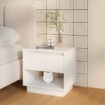 Chic White Bedside Cabinet Nightstand Sturdy Engineered Wood with Storage