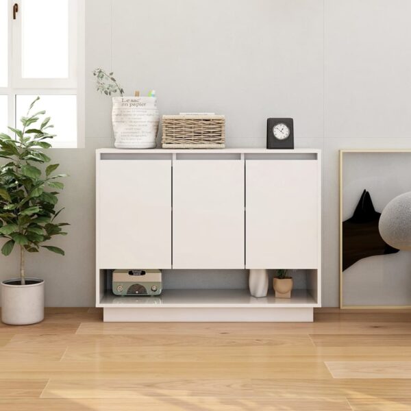 Elegant White Sideboard Cabinet Storage Organizer with Shelves & Doors