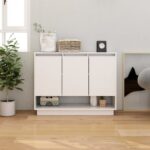 High Gloss White Sideboard Modern Storage Cabinet with Doors Wood Organizer